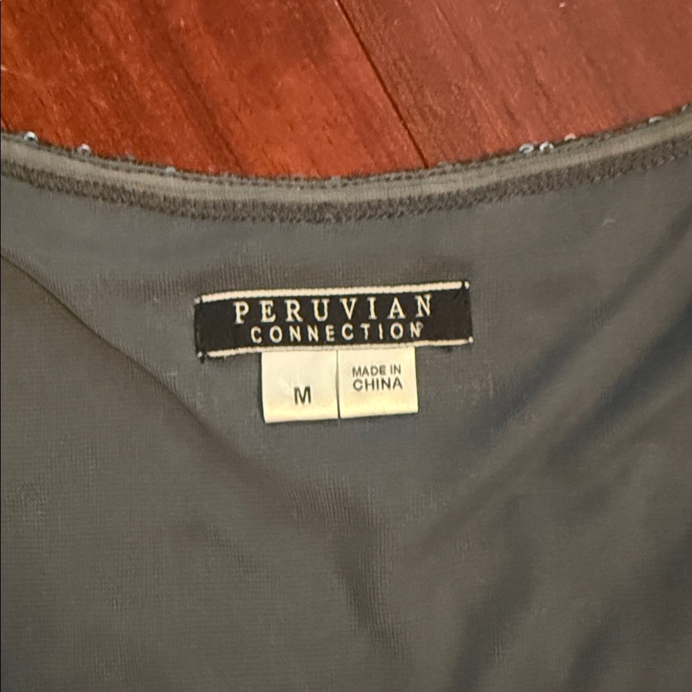 Peruvian Connection Black Sequin Short Sleeve Top… - image 2